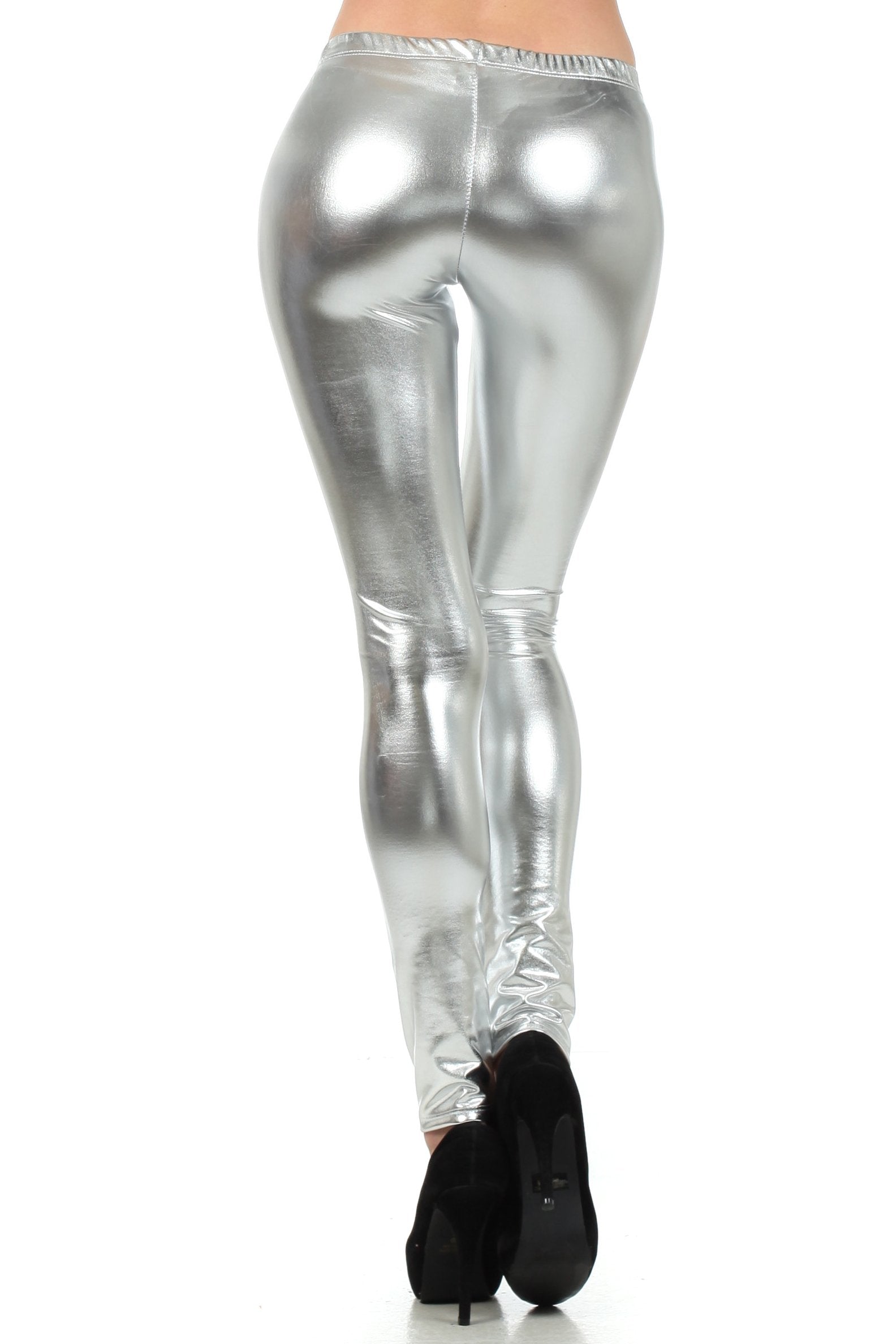 Sakkas Footless Liquid Wet Look Shiny Metallic Stretch Leggings - Concordia Style Boutique