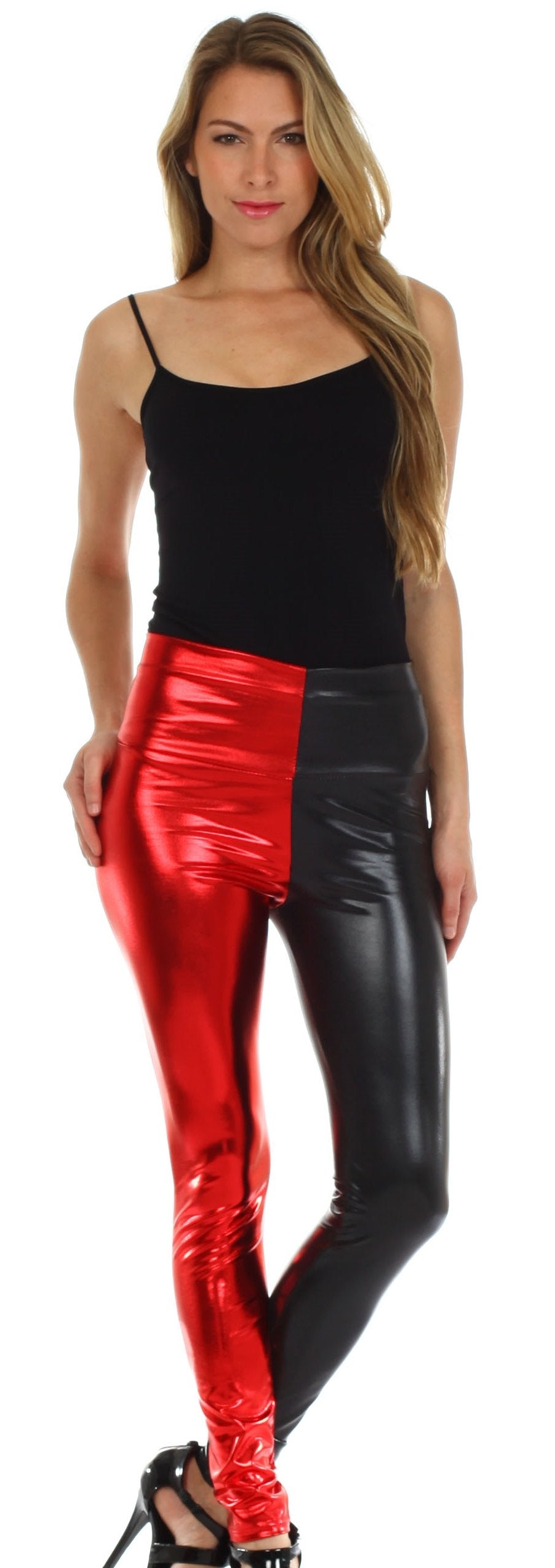 Sakkas Shiny Liquid Metallic High Waist Stretch Leggings - Made in USA - Concordia Style Boutique