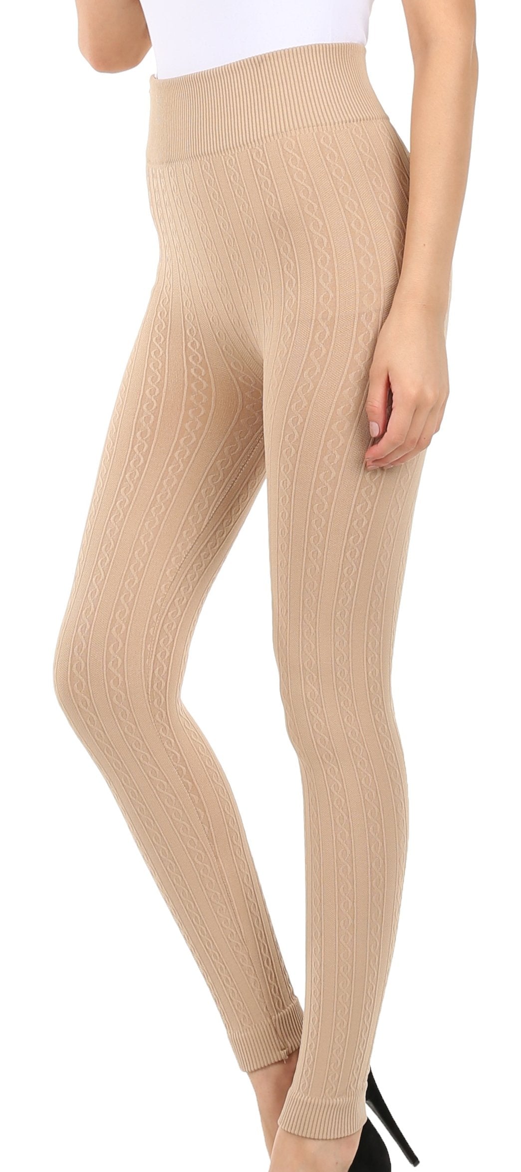 Sakkas Cable Knit Fleece Lined Leggings - Concordia Style Boutique