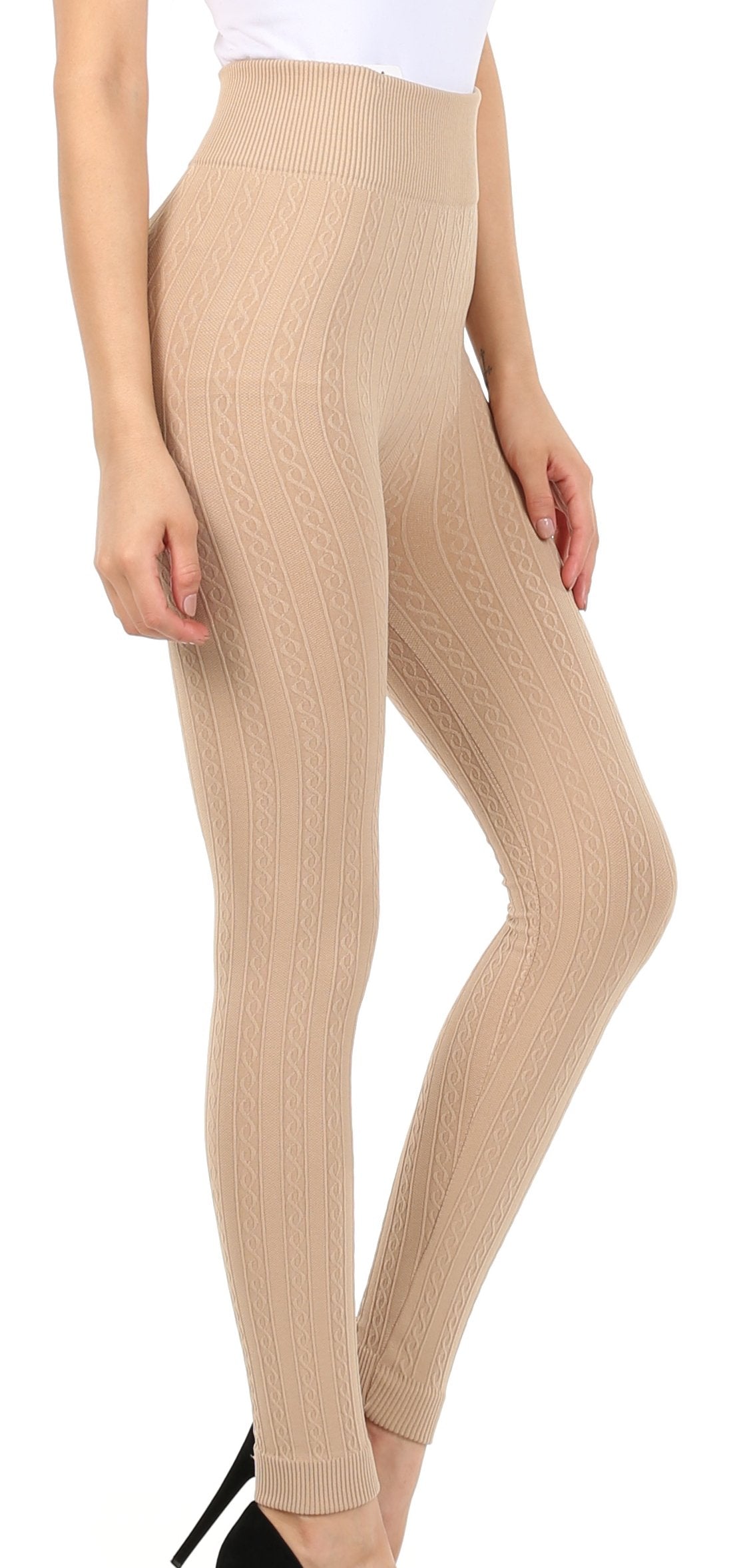 Sakkas Cable Knit Fleece Lined Leggings - Concordia Style Boutique