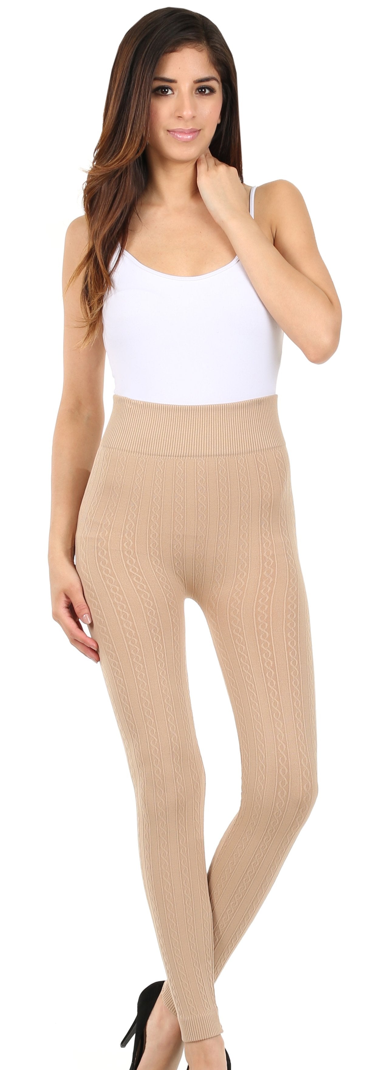 Sakkas Cable Knit Fleece Lined Leggings - Concordia Style Boutique