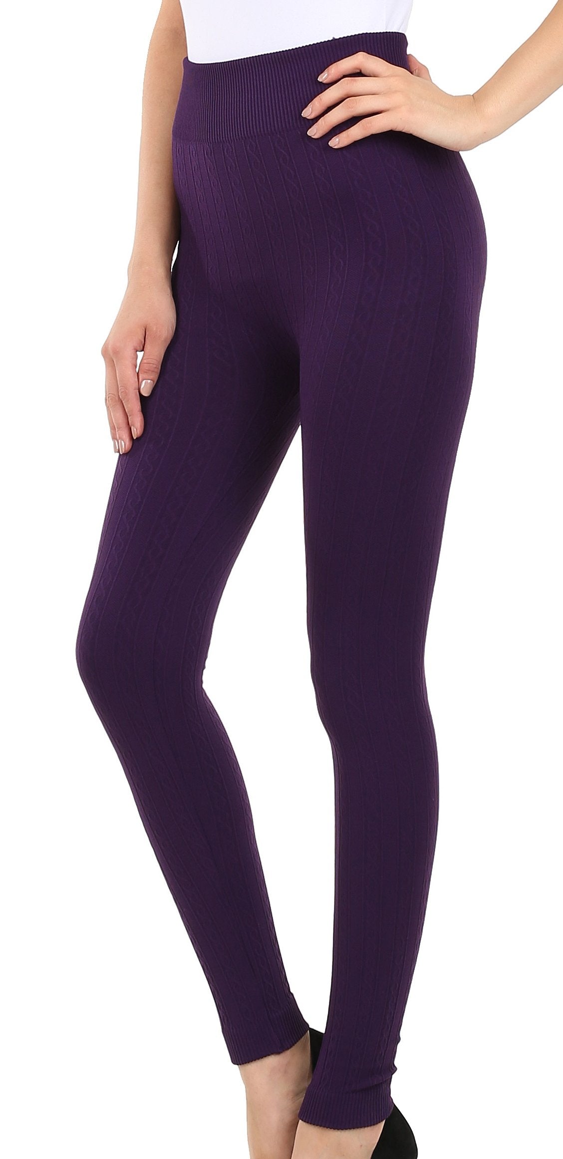 Sakkas Cable Knit Fleece Lined Leggings - Concordia Style Boutique