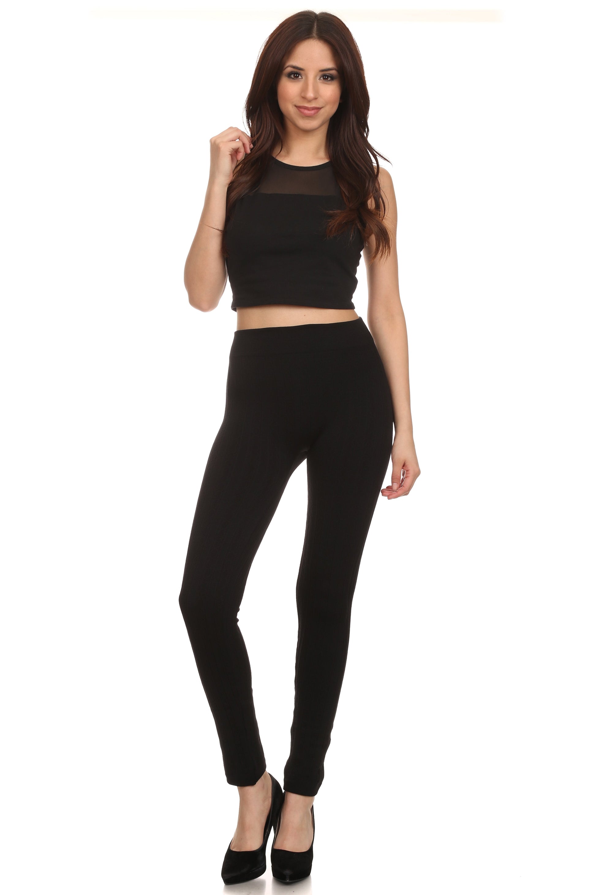 Sakkas Cable Knit Fleece Lined Leggings - Concordia Style Boutique