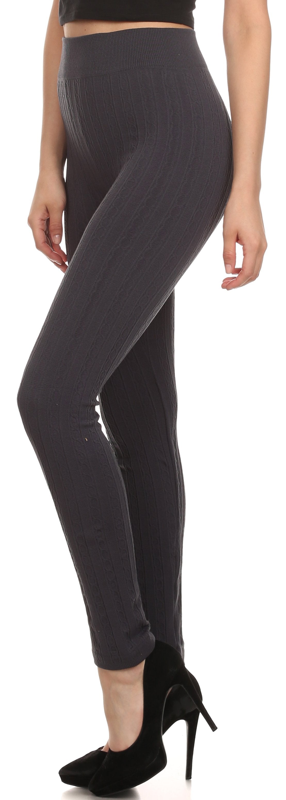 Sakkas Cable Knit Fleece Lined Leggings - Concordia Style Boutique