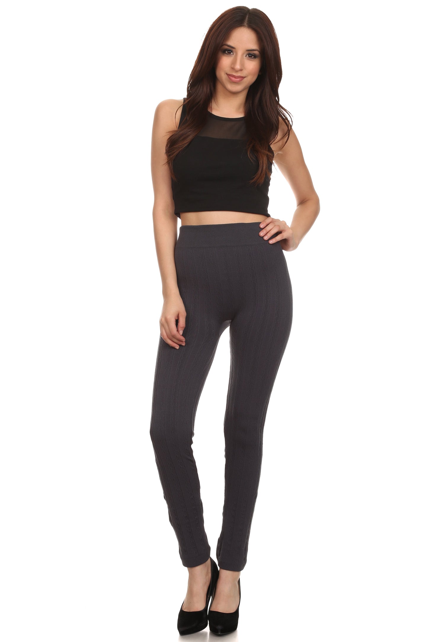 Sakkas Cable Knit Fleece Lined Leggings - Concordia Style Boutique
