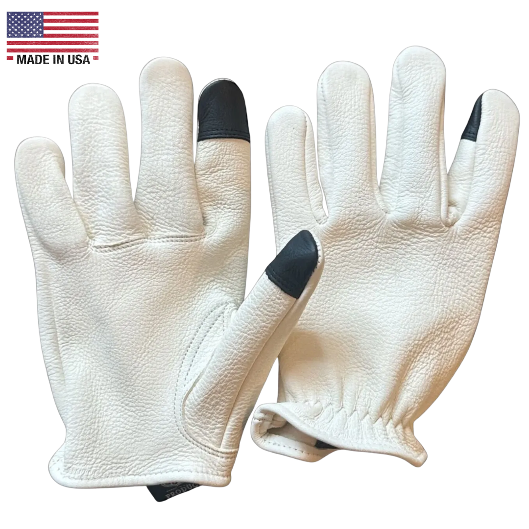 Legendary The Cadbury White Deerskin Short Wrist Touchscreen Gloves