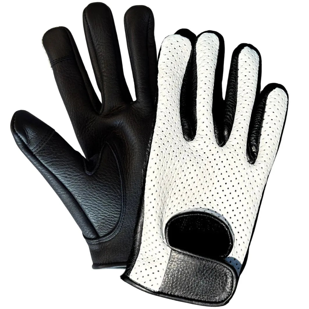 Legendary White Deerskin Ventilated Driving Gloves with Touchscreen