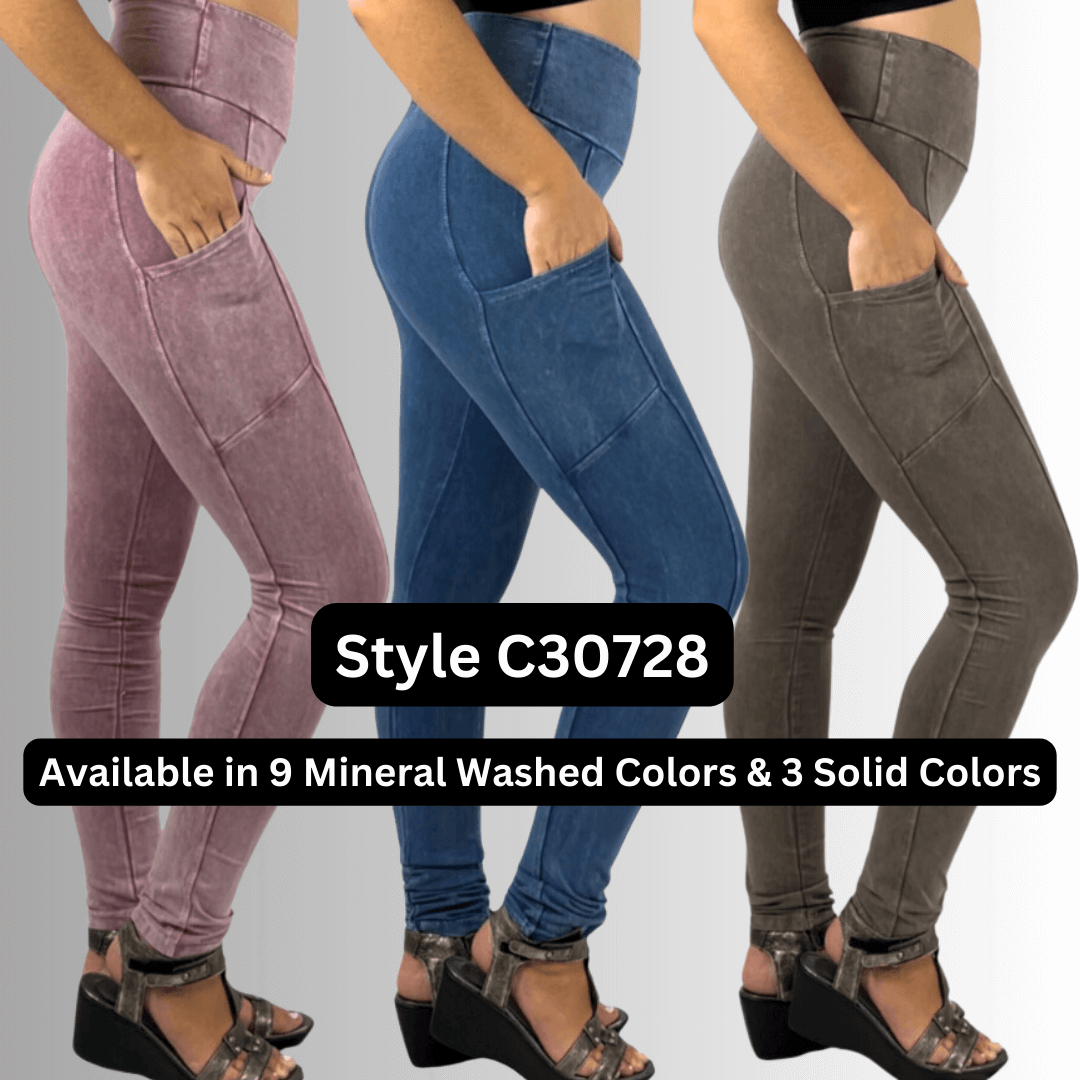 A Perfect Fit Mineral Washed Pocket Leggings Made in USA - Concordia Style Boutique