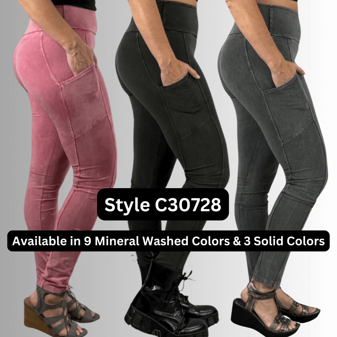 A Perfect Fit Mineral Washed Pocket Leggings Made in USA Taupe - Concordia Style Boutique