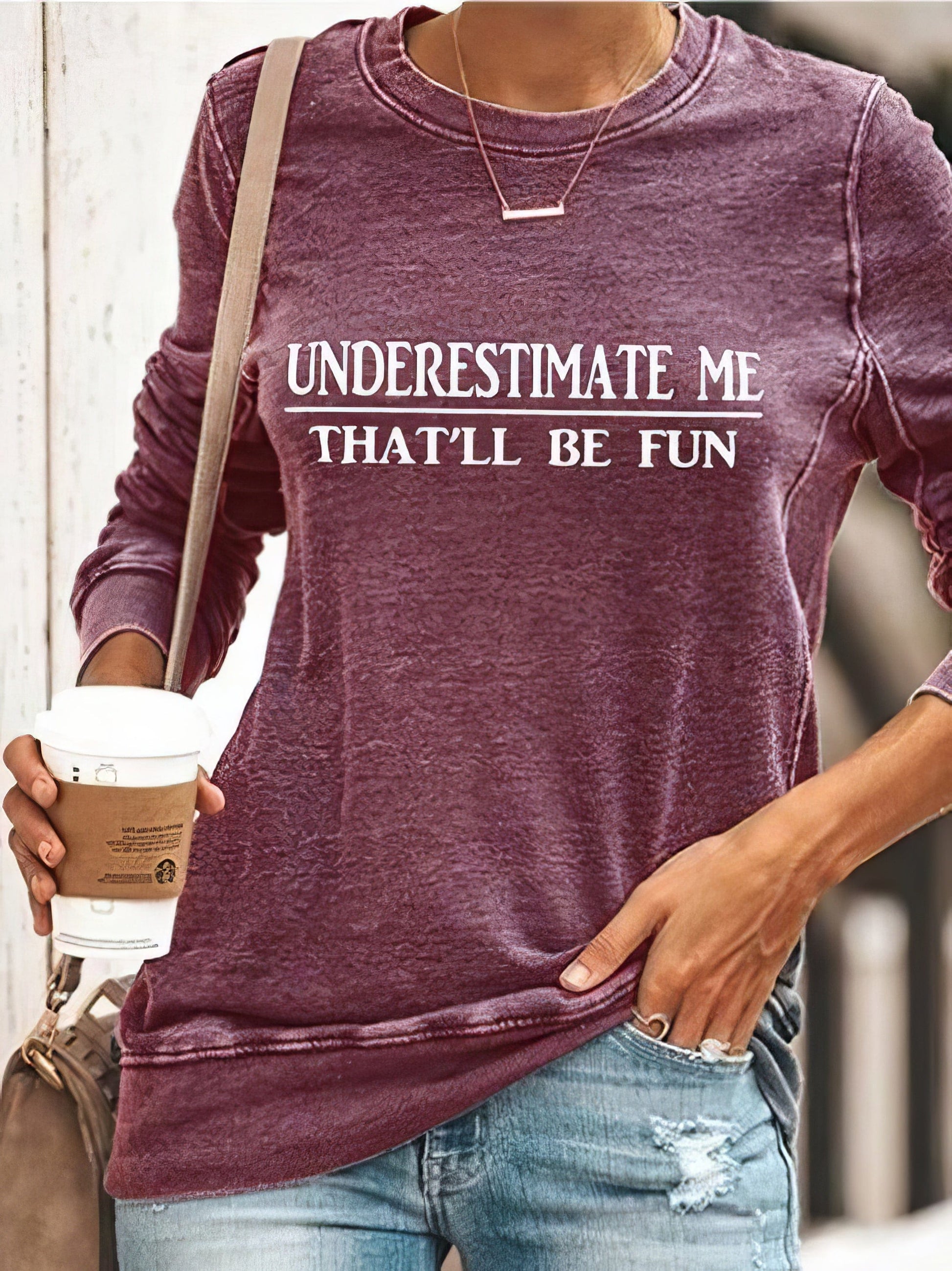 Letter Printed Crewneck Baggy Fit Long Sleeve Tee - Concordia Style Boutique