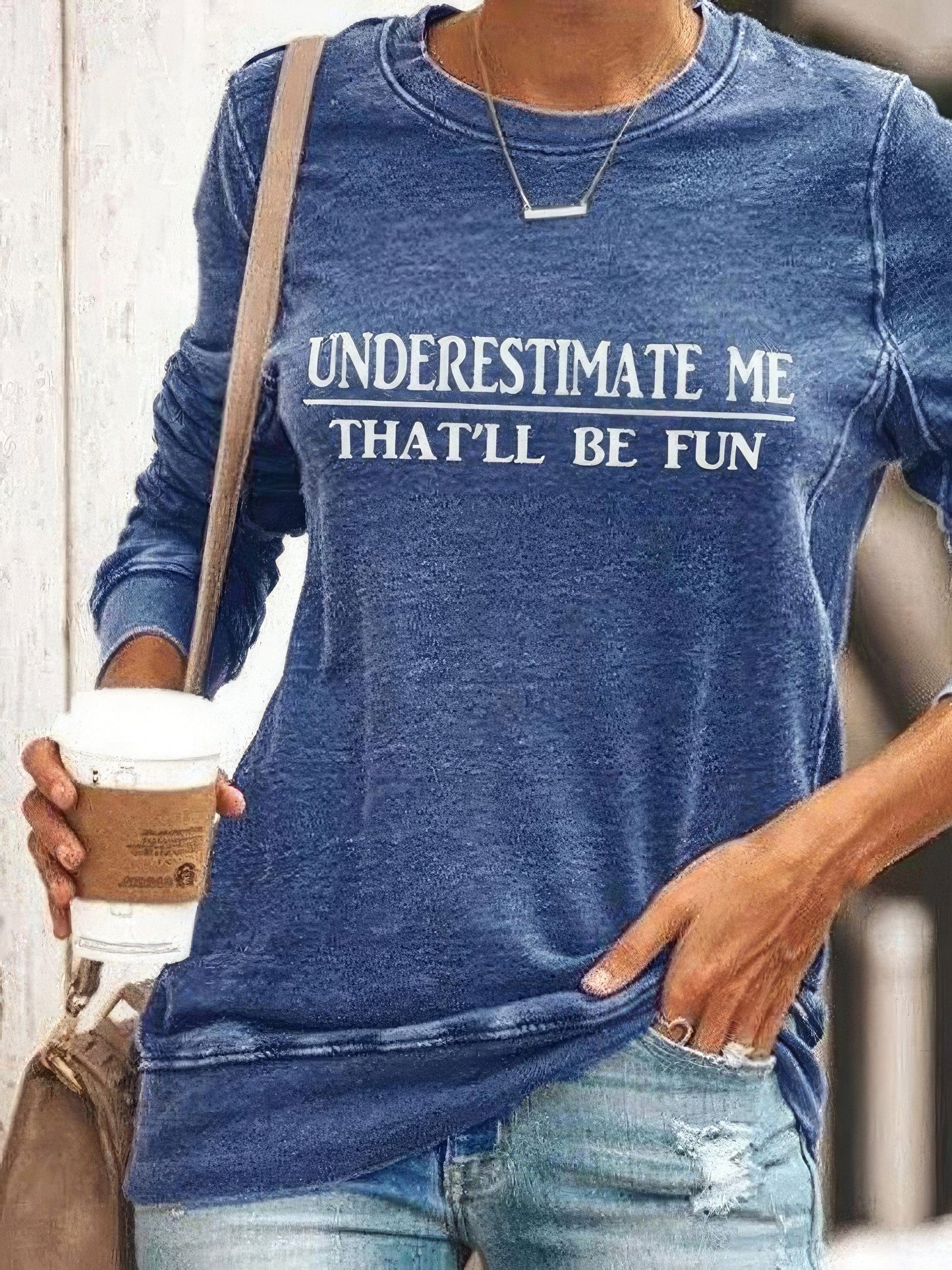 Letter Printed Crewneck Baggy Fit Long Sleeve Tee - Concordia Style Boutique
