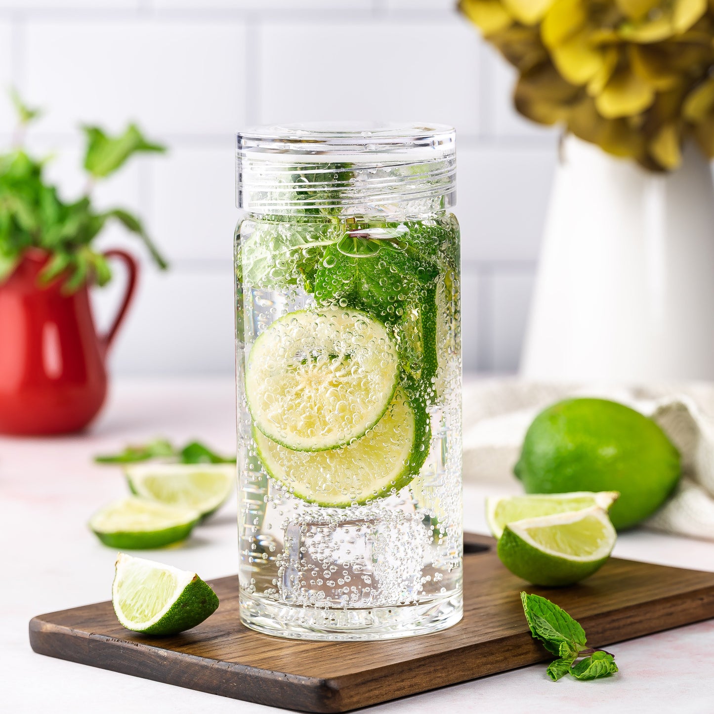 Skinny Series Glass Bottles Set w/ Crystal Clear Lids, 10 oz