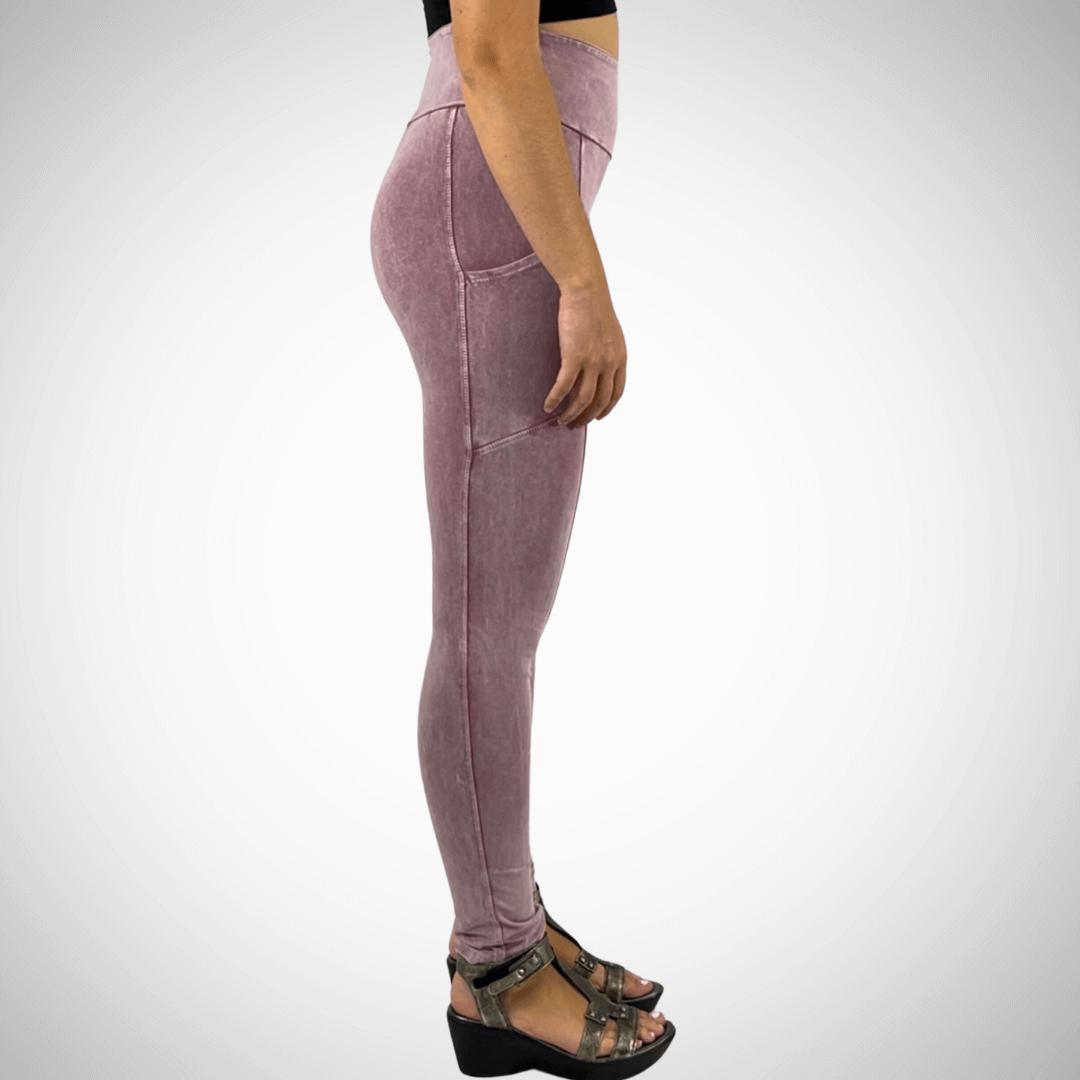 A Perfect Fit Mineral Washed Pocket Leggings Made in USA - Concordia Style Boutique