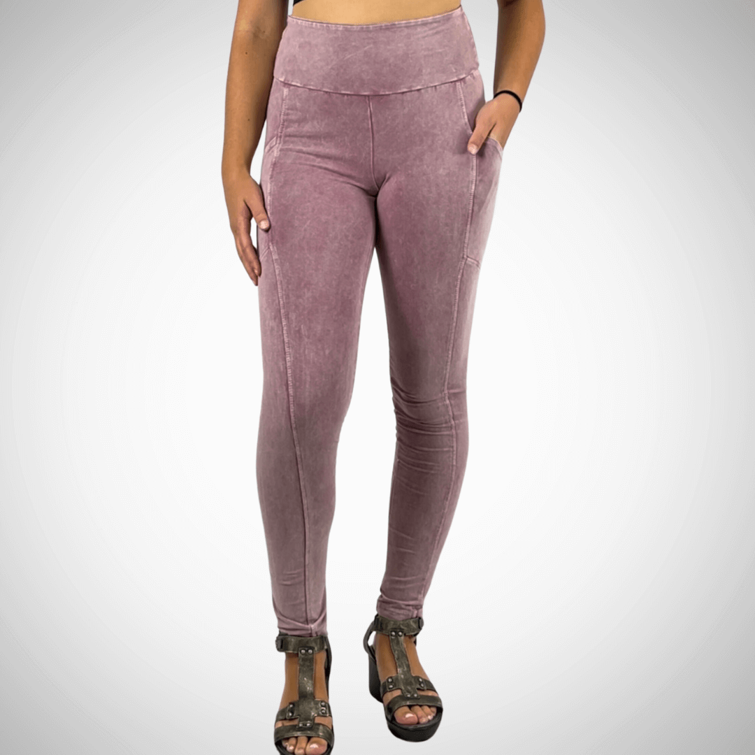 A Perfect Fit Mineral Washed Pocket Leggings Made in USA - Concordia Style Boutique