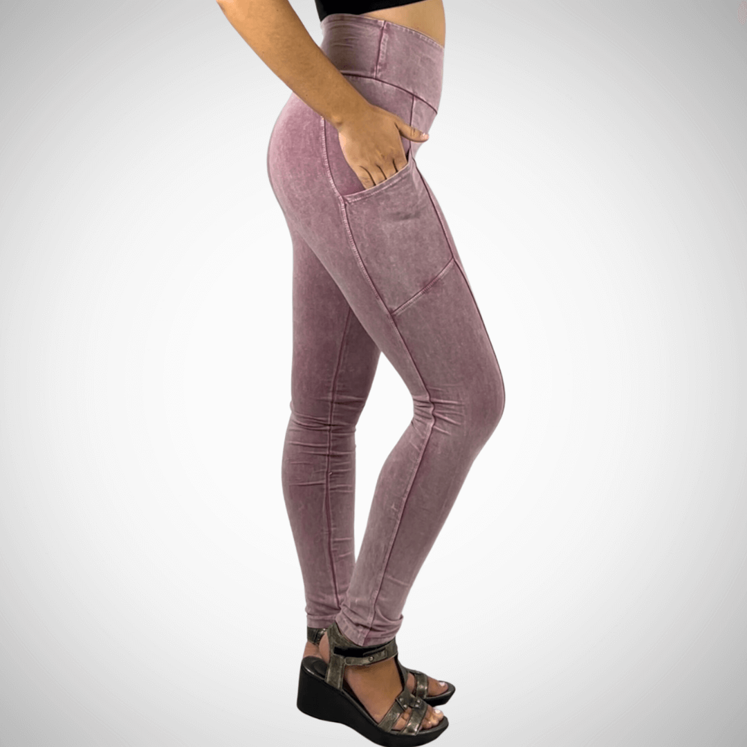 A Perfect Fit Mineral Washed Pocket Leggings Made in USA - Concordia Style Boutique