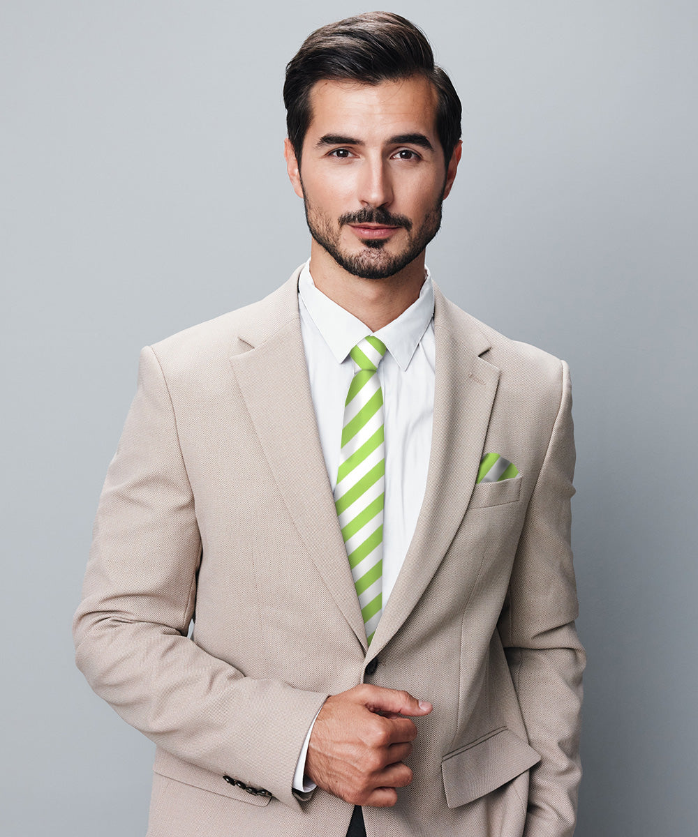 Vittorio Farina Men's Striped Satin Necktie & Pocket Square