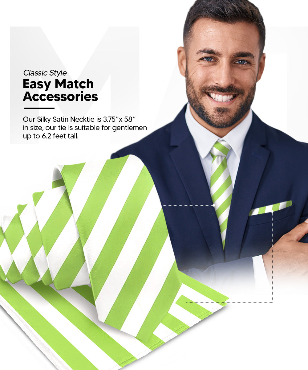 Vittorio Farina Men's Striped Satin Necktie & Pocket Square