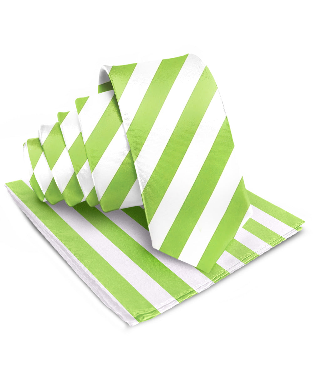 Vittorio Farina Men's Striped Satin Necktie & Pocket Square