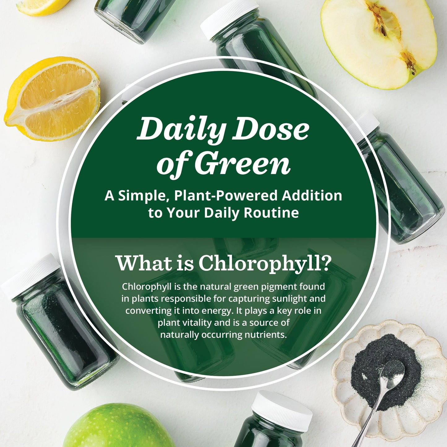 PuriVibe Chlorophyll & Lemon Juice Shots - Wellness Shot, Superfood Supplement Powder - Green Juice - Supports Detox & Gut Health