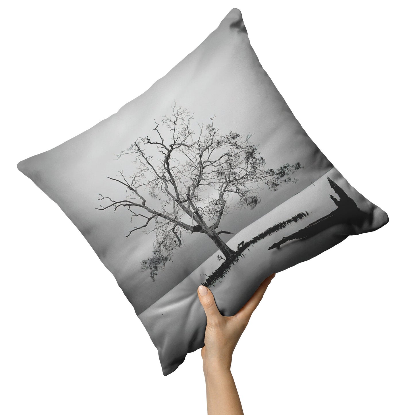 "Lone Tree in Water" Throw Pillow