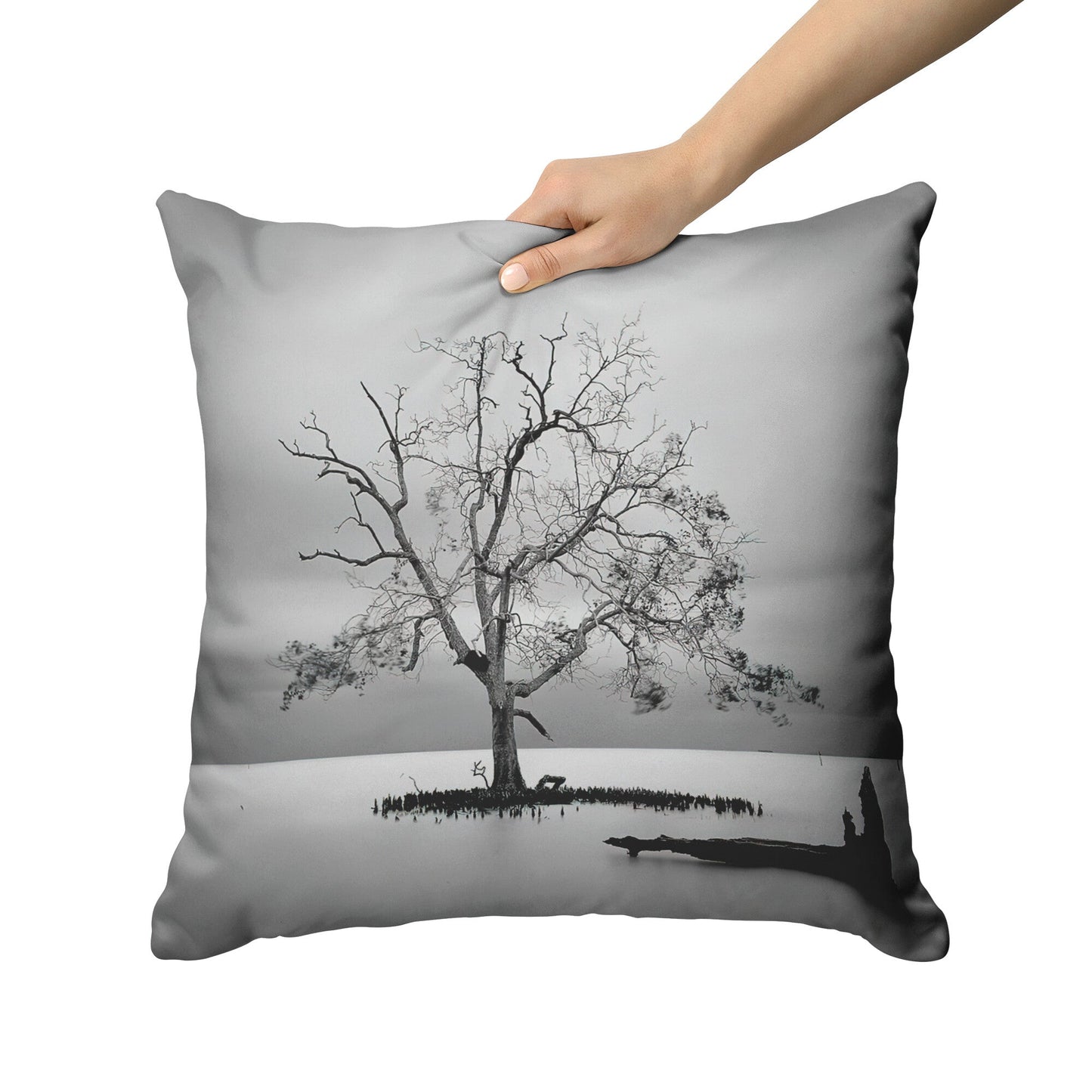 "Lone Tree in Water" Throw Pillow