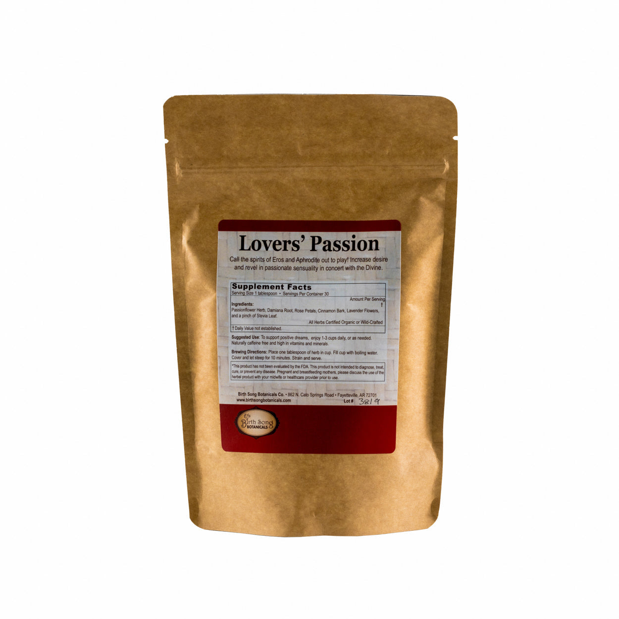 Lovers' Passion Herbal Tea, Blended with Organic Rose Petals, To Support Healthy Sensuality, A Lovers Gift 3 oz. - Concordia Style Boutique