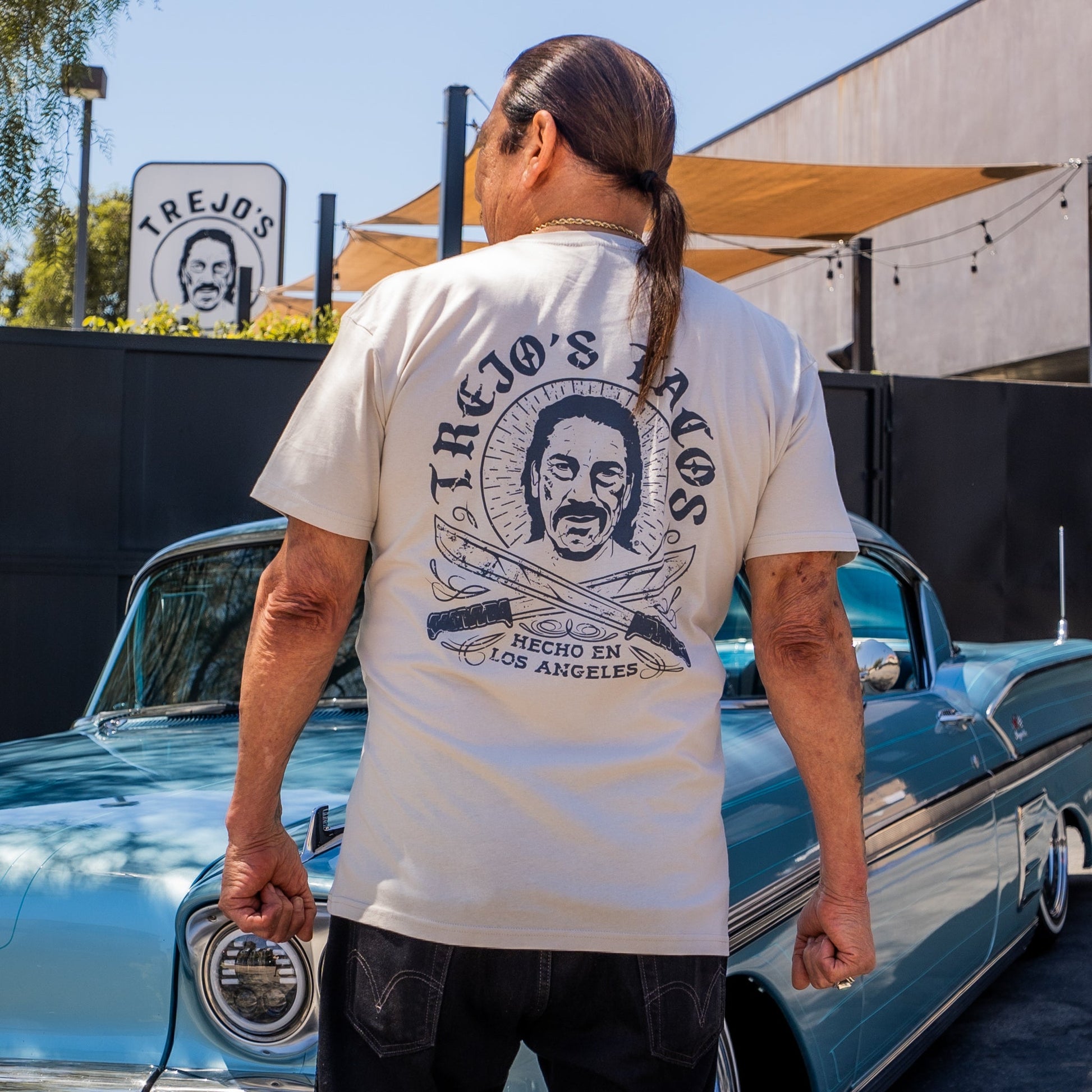 Beige T-Shirt with Machete Logo - Concordia Style Boutique