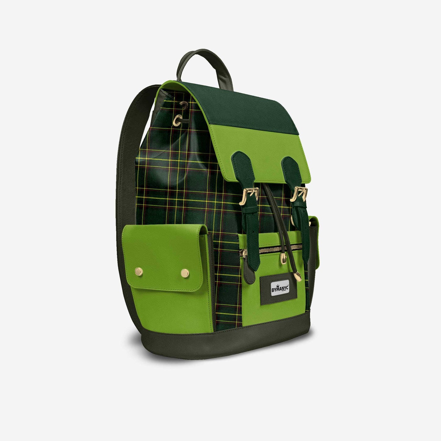Luxury Vegan Backpack TARTAN GREEN EDGE – BYMANYC ® New York
