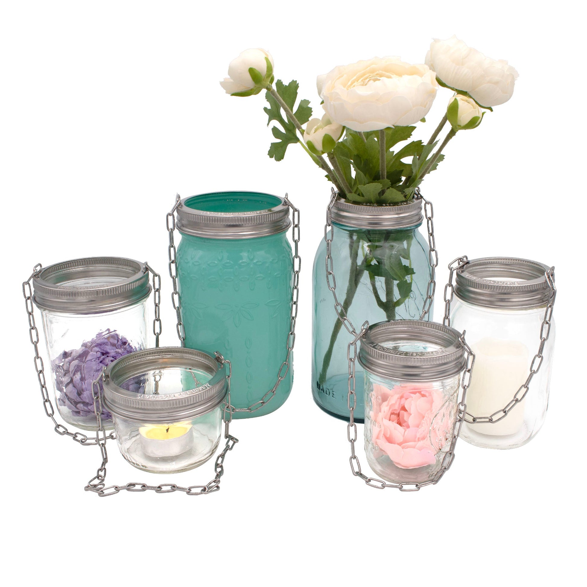 Stainless Steel Band with Chain Handle for Mason Jars 6 Pack - Concordia Style Boutique
