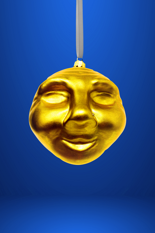 Man in the Moon Glass Ornament (Gold)