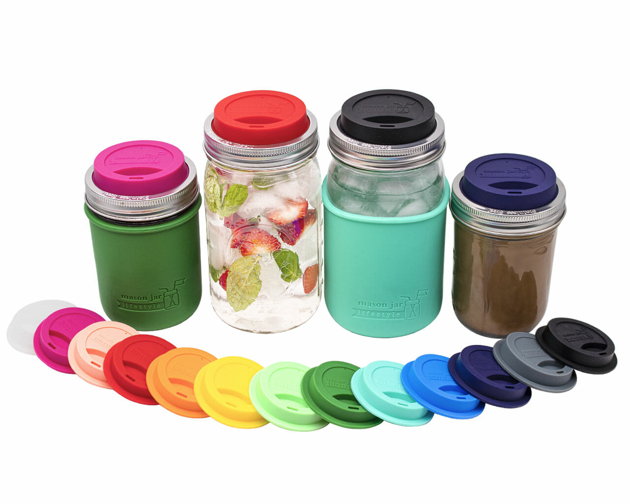 Silicone Drinking Lid with Stainless Steel Band for Mason Jars - Concordia Style Boutique