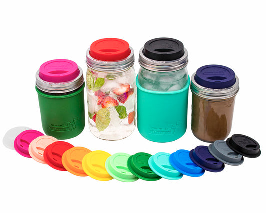 Silicone Drinking Lid with Stainless Steel Band for Mason Jars - Concordia Style Boutique