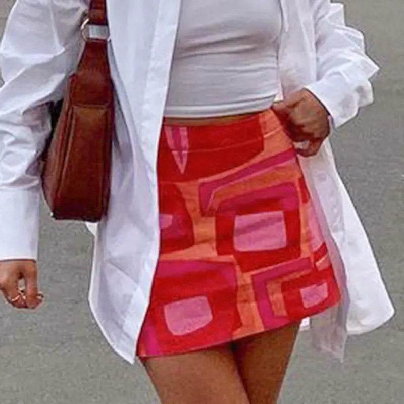Abstract Plaid Print Sexy Hip Bag Skirt - Concordia Style Boutique