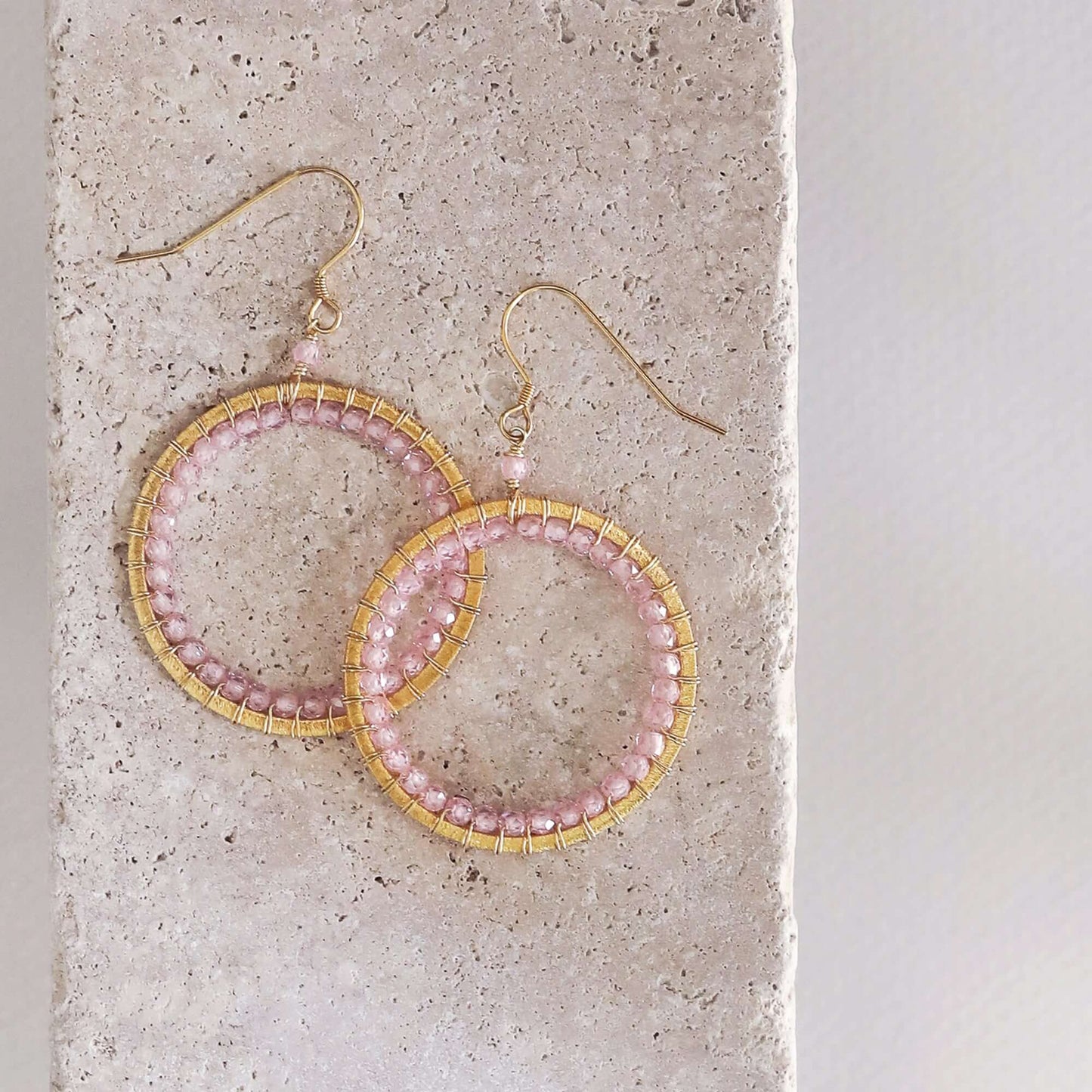 Rose Quartz Halo Earrings