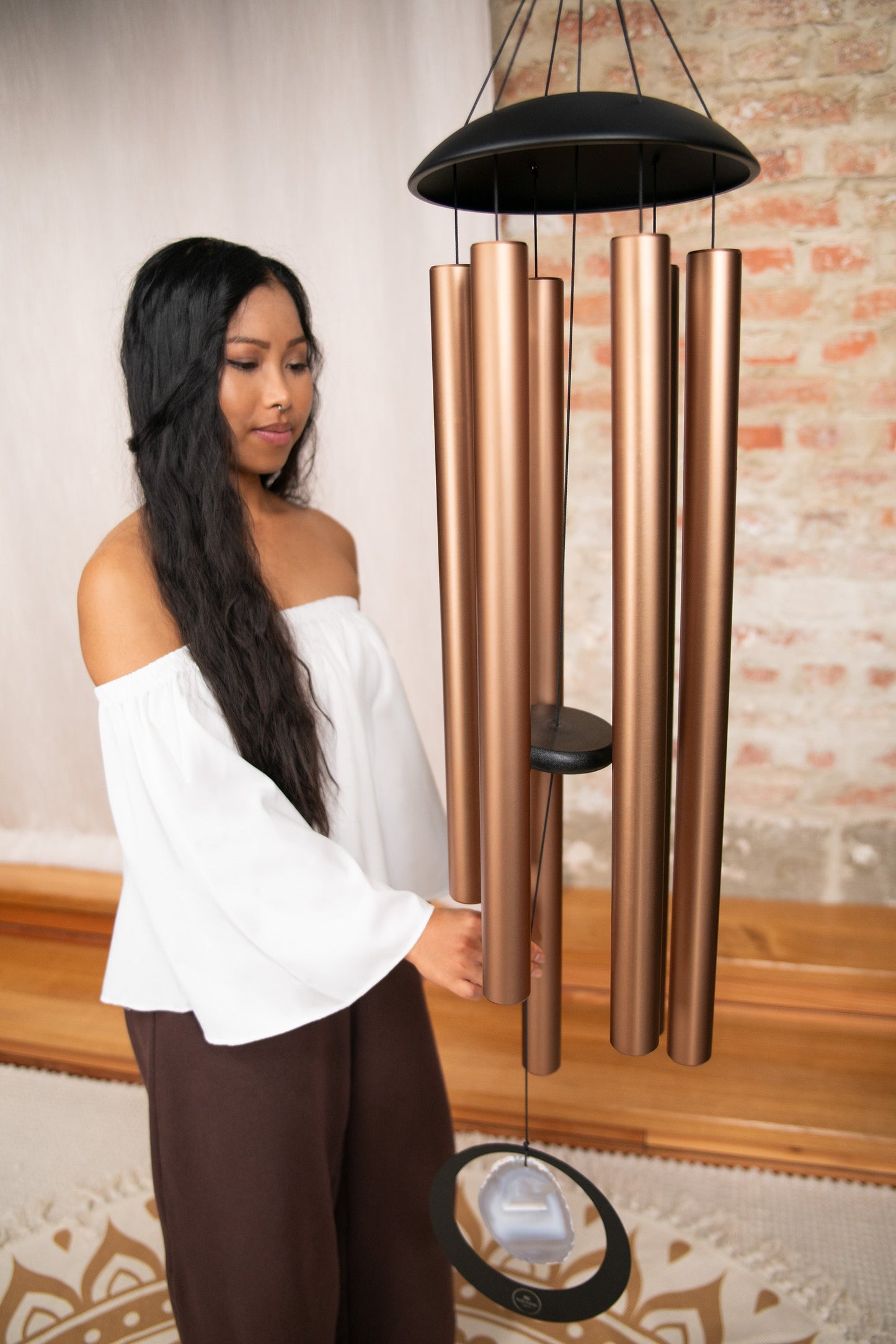 50" Grey Agate Meditation Chime, 432 Hz, A-Major, Bronze