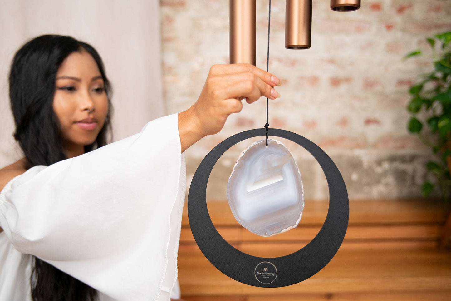 50" Grey Agate Meditation Chime, 432 Hz, A-Major, Bronze