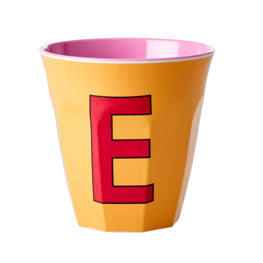 Melamine Cup - Medium with Alphabet in Pinkish Colors | Letter E