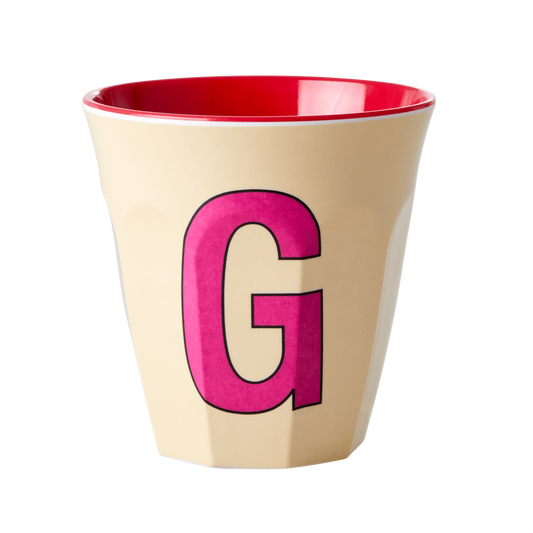 Melamine Cup - Medium with Alphabet in Pinkish Colors | Letter G