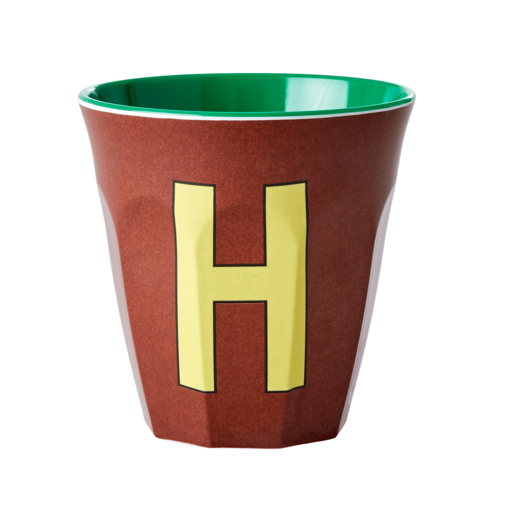 Melamine Cup - Medium with Alphabet in Brownish Colors | Letter H