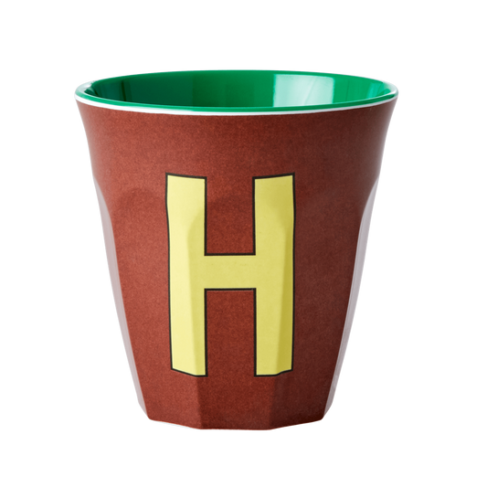 Melamine Cup - Medium with Alphabet in Brownish Colors | Letter H