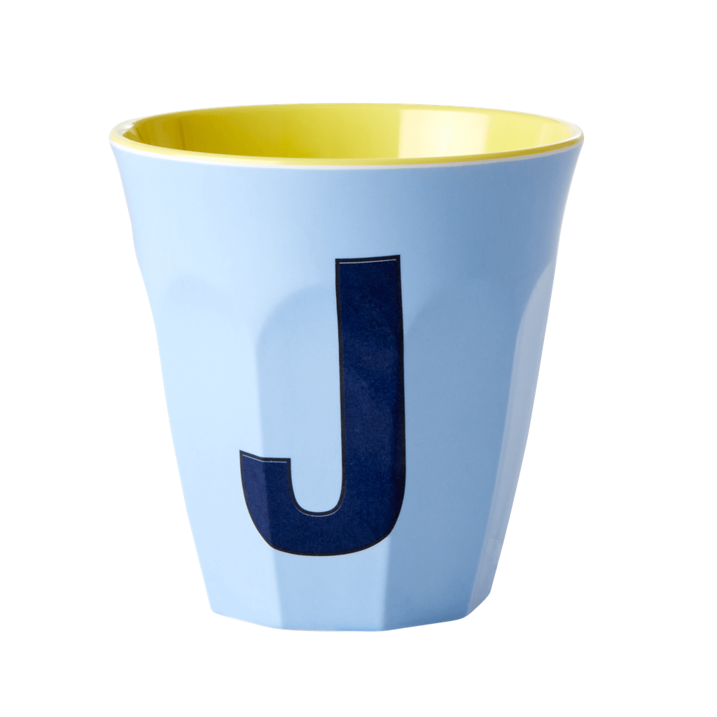 Melamine Cup - Medium with Alphabet in Bluish Colors | Letter J