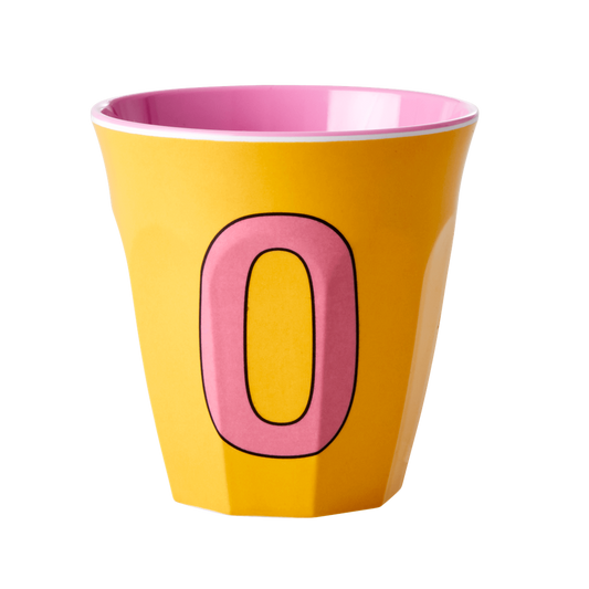 Melamine Cup - Medium with Alphabet in Pinkish Colors | Letter O