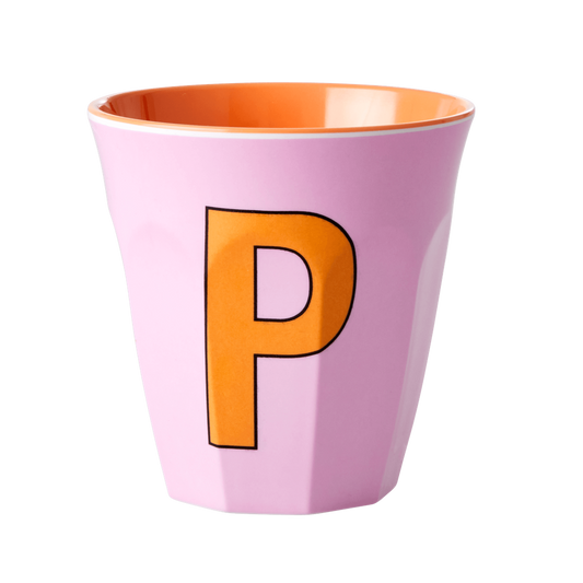 Melamine Cup - Medium with Alphabet in Pinkish Colors | Letter P