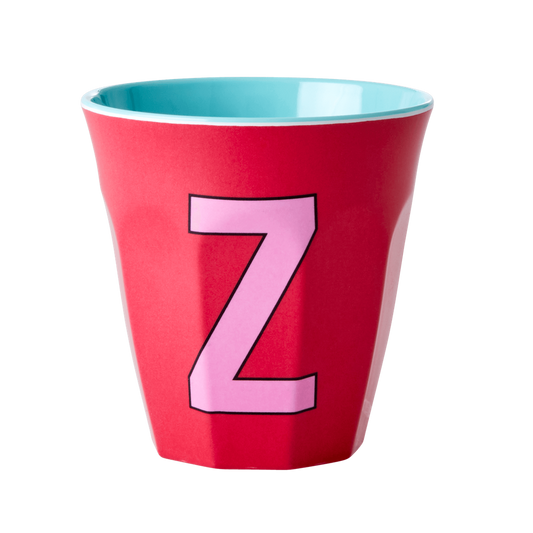 Two Melamine Cups - Medium with Alphabet in Pinkish Colors | Letter Z