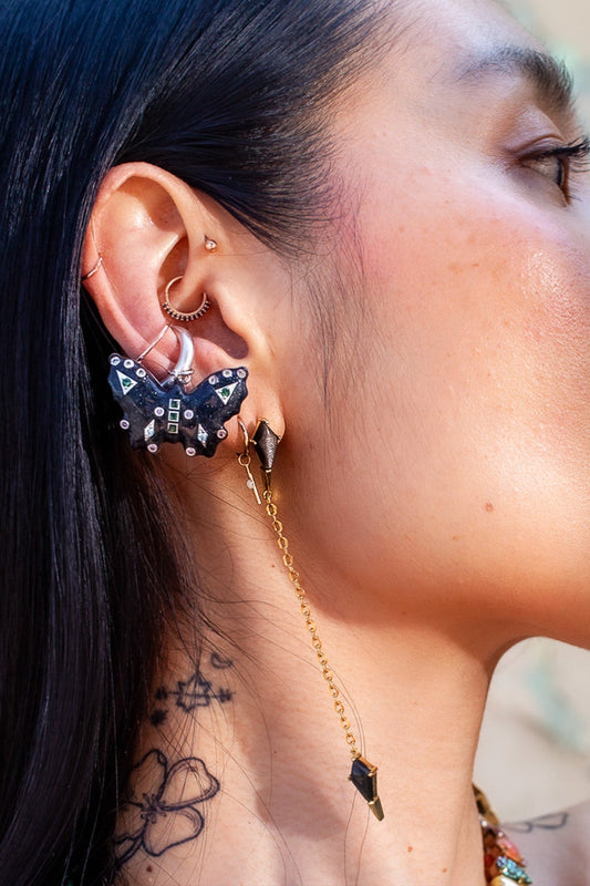 Butterfly Enamel Ear Cuff (Silver)