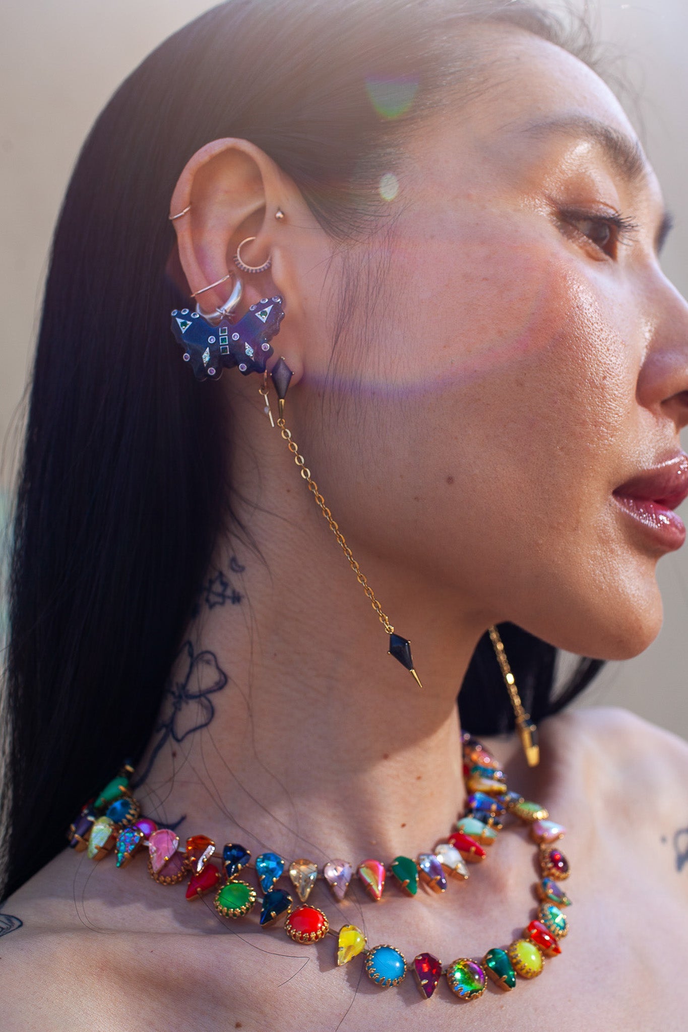 Butterfly Enamel Ear Cuff (Silver)