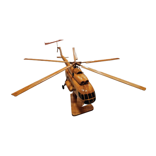 MI17 Mahogany Wood Desktop Helicopter Model