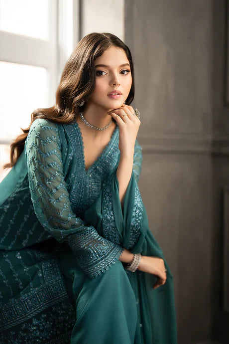 Azure - Minted Sage 3 Piece Embroidered Chiffon