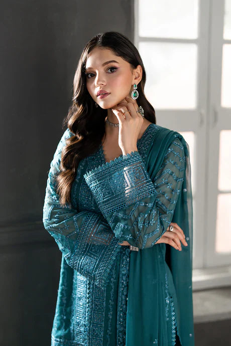 Azure - Minted Sage 3 Piece Embroidered Chiffon