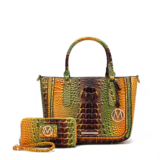 Bonnie Gradient Croc Shoulder Bag and Set (Croc Brown)